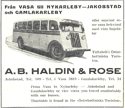 Annons för Haldin & Rose ur Genom Svensk-Finland. Vägledare för turister av M. Holmberg