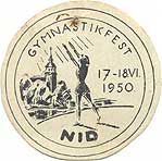 Inträdesbiljett till gymnastikfesten 17-18/6 1950. 
