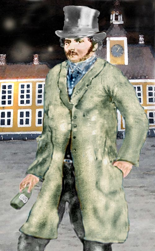 Den charmige Karl Johan Forsberg gick omkring på gatorna i det gamla Nykarleby i en urblekt långrock och på huvudet bar han en sliten cylinderhatt. Länge behöll han sin sydländska charm, vältlighet och sina livliga ögon.