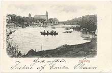 Redan i den första serien från början av 1900-talet avbildas Stora bron, dock även här som bimotiv, på ett vykort.