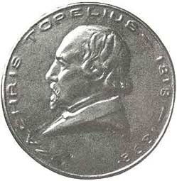 Medalj över Zacharias Topelius.