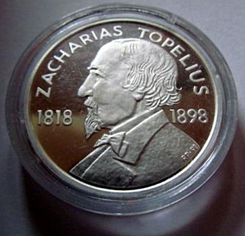 Medalj över Zacharias Topelius.