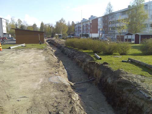 Grävningsarbeten mellan Esplanaden/Gustav Adolfsgatan och Bankgatan/Borgaregatan.